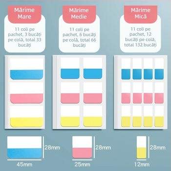 Etichete de index din hârtie, etichete autoadezive, markere de clasificare, semne de carte pentru elevi autoadezive, puncte-cheie de birou, note de index ușor de scris