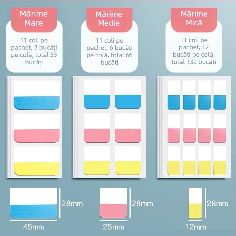 Etichete de index din hârtie, etichete autoadezive, markere de clasificare, semne de carte pentru elevi autoadezive, puncte-cheie de birou, note de index ușor de scris
