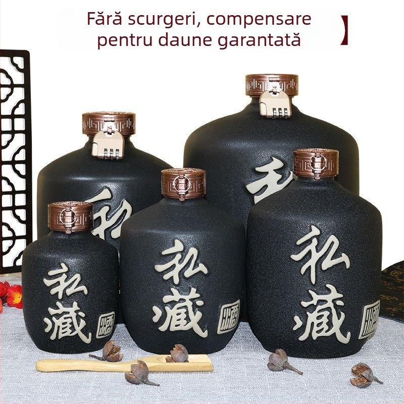 Sticlă ceramică pentru lichior, goală, în stil chinezesc pentru uz casnic, recipient retro mic, sigilat