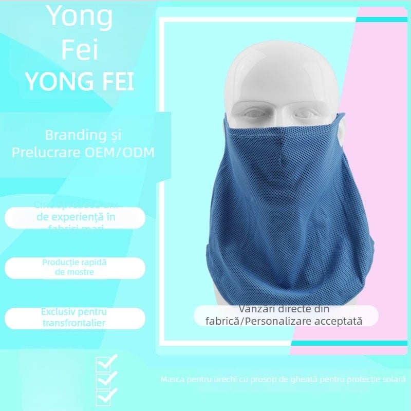 Protecție UV de vară pentru gât, mască subțire de exterior cu senzație răcoroasă, fular cu bucle pentru urechi, logo personalizat