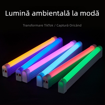 Sabie LED portabilă cu iluminare ambientală, lampă de noapte colorată, reîncărcabilă pentru streaming și iluminare de completare