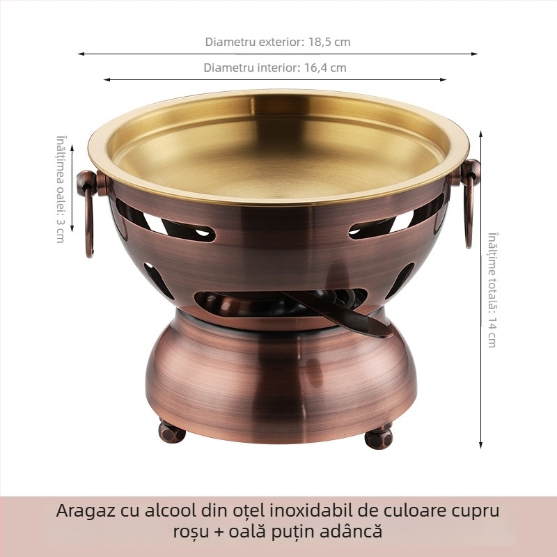 Oală mică din oțel inoxidabil 201, îngroșată, anti-vărsare, pentru o singură persoană, cu plită cu alcool