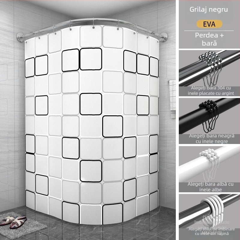 Set perdele de duș curbate, pliabile, magnetice, pentru cabina de duș în formă de L, perdea de baie impermeabilă, groasă