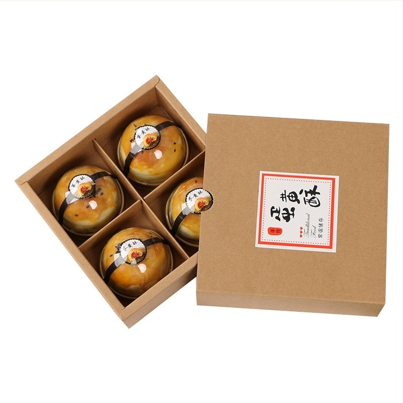 Set de 4 cutii pentru mooncake cu crustă de gheață, 80 g fiecare, finisaj mat transparent, culoare solidă, din hârtie, aproximativ 7,3 × 7,3 × 5 cm.