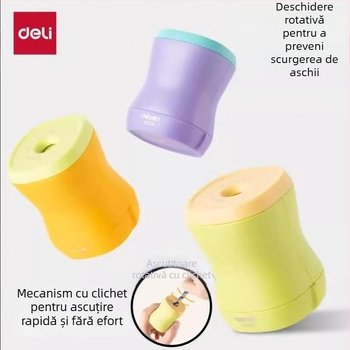 Deli VB205 Ascuțitor de creioane cu mecanism ratchet pentru copii