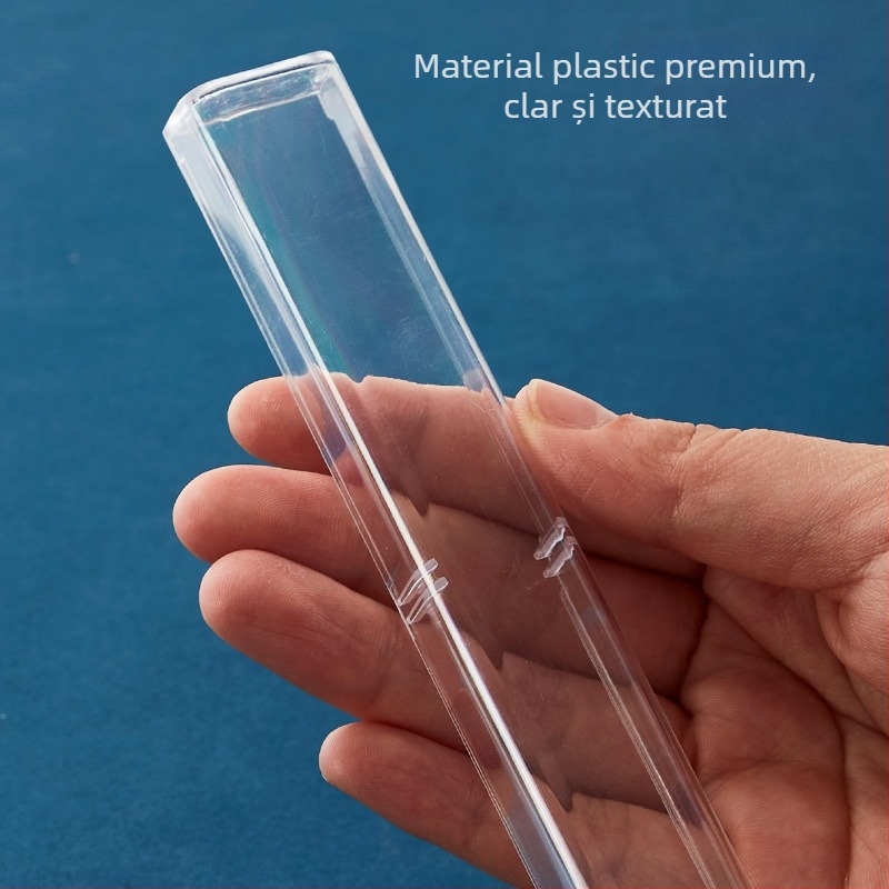 Etui transparent pentru stilou cu capac, cutie elegantă și compactă pentru stiloul de semnătură, finisaj semi-negru transparent