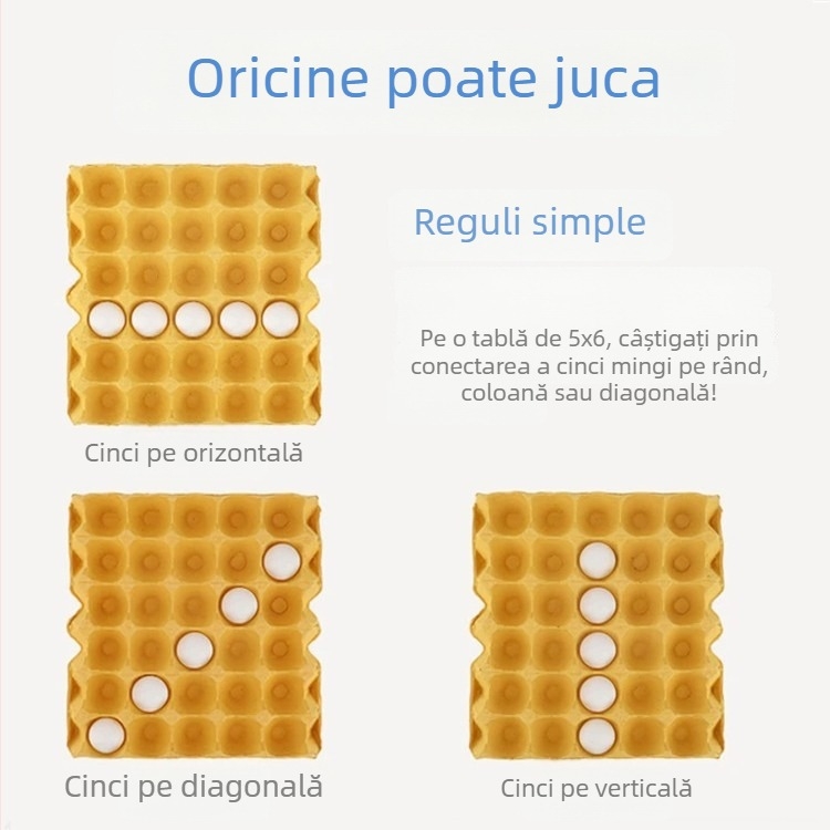 Set de jocuri de masă multiplu: tenis de masă, Gomoku, tablă de șah din coajă de ou, mingi elastice de birou, joc cu mingi, dame pentru copii
