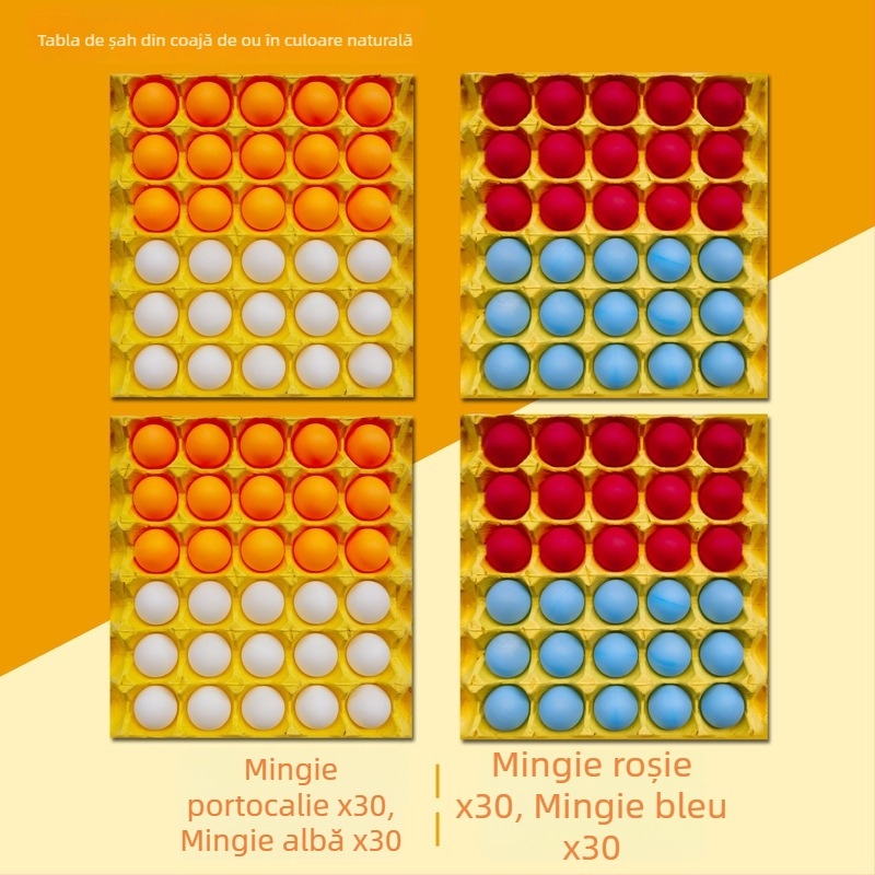 Set de jocuri de masă multiplu: tenis de masă, Gomoku, tablă de șah din coajă de ou, mingi elastice de birou, joc cu mingi, dame pentru copii