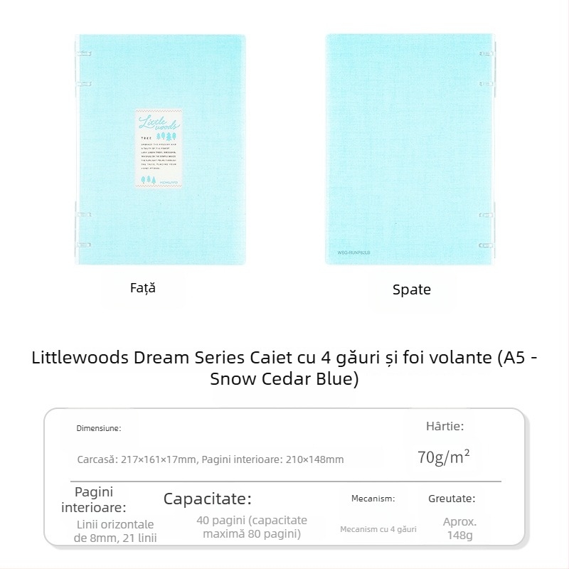Kokuyo Littlewoods Kimo Dream serie caiet cu patru găuri pentru campus