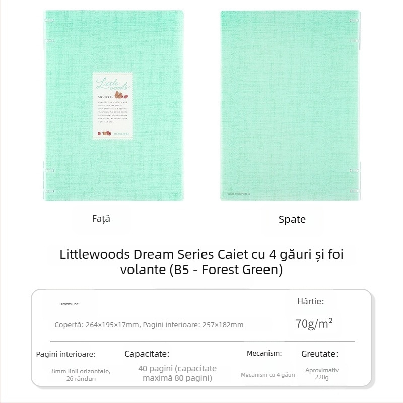 Kokuyo Littlewoods Kimo Dream serie caiet cu patru găuri pentru campus