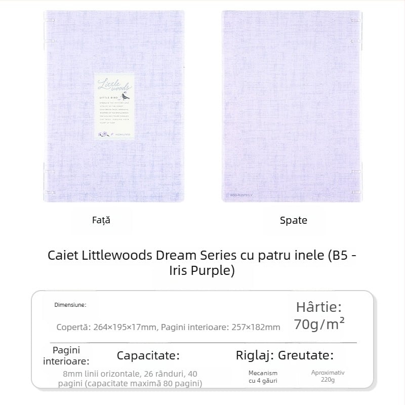 Kokuyo Littlewoods Kimo Dream serie caiet cu patru găuri pentru campus