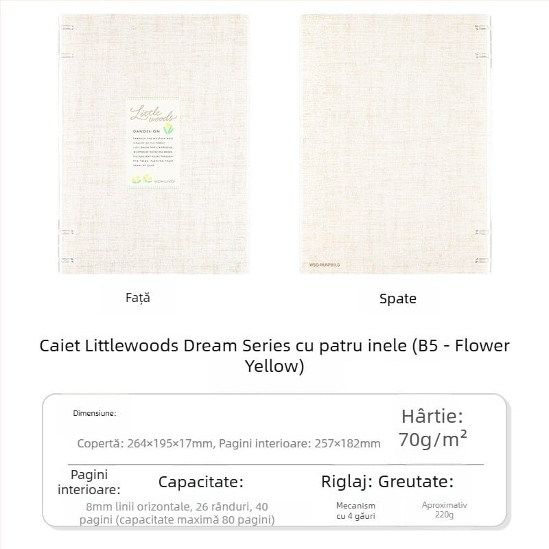 Kokuyo Littlewoods Kimo Dream serie caiet cu patru găuri pentru campus