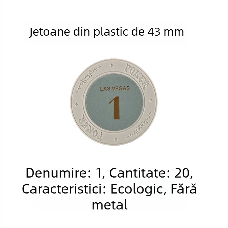 Jetoane din plastic lut pentru poker Texas Hold'em, Mahjong și sălile de jocuri; 43 mm, set de 12 culori; jetoane de joc pentru divertisment și recompense