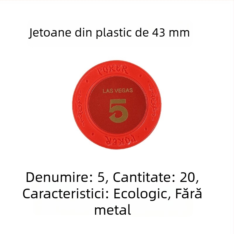 Jetoane din plastic lut pentru poker Texas Hold'em, Mahjong și sălile de jocuri; 43 mm, set de 12 culori; jetoane de joc pentru divertisment și recompense