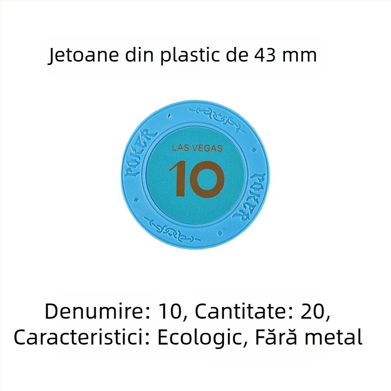 Jetoane din plastic lut pentru poker Texas Hold'em, Mahjong și sălile de jocuri; 43 mm, set de 12 culori; jetoane de joc pentru divertisment și recompense