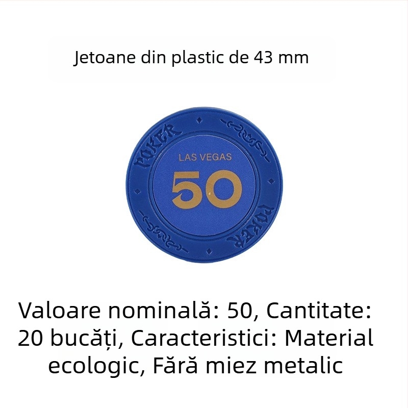Jetoane din plastic lut pentru poker Texas Hold'em, Mahjong și sălile de jocuri; 43 mm, set de 12 culori; jetoane de joc pentru divertisment și recompense