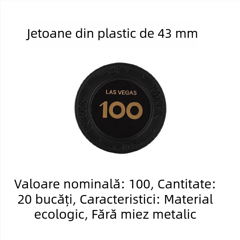 Jetoane din plastic lut pentru poker Texas Hold'em, Mahjong și sălile de jocuri; 43 mm, set de 12 culori; jetoane de joc pentru divertisment și recompense