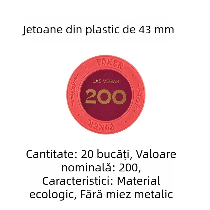 Jetoane din plastic lut pentru poker Texas Hold'em, Mahjong și sălile de jocuri; 43 mm, set de 12 culori; jetoane de joc pentru divertisment și recompense