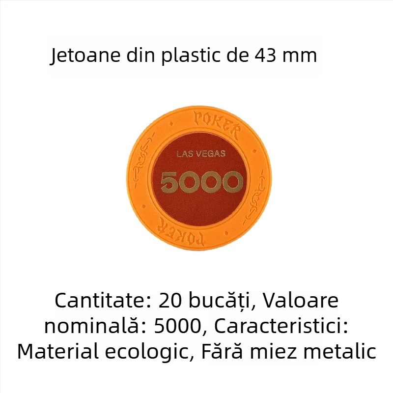 Jetoane din plastic lut pentru poker Texas Hold'em, Mahjong și sălile de jocuri; 43 mm, set de 12 culori; jetoane de joc pentru divertisment și recompense