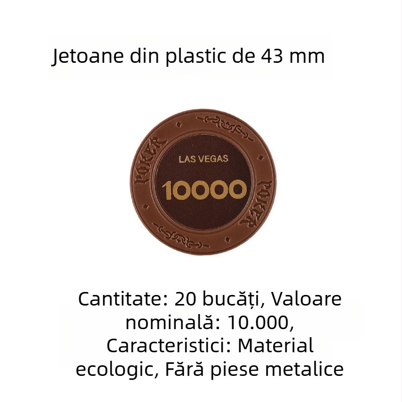 Jetoane din plastic lut pentru poker Texas Hold'em, Mahjong și sălile de jocuri; 43 mm, set de 12 culori; jetoane de joc pentru divertisment și recompense