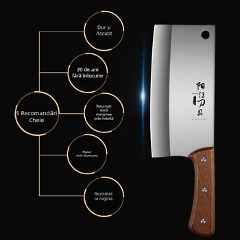 Set de cuțite de bucătărie din oțel inoxidabil — cuțit bucătar, cuțit pentru carne și oase, cuțit mic de decojit pentru uz casnic