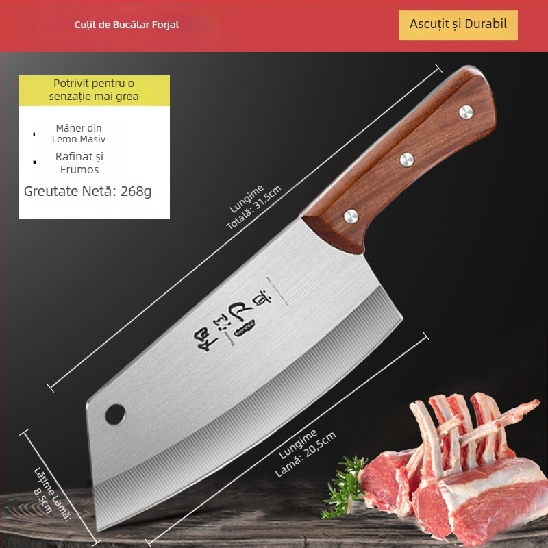 Set de cuțite de bucătărie din oțel inoxidabil — cuțit bucătar, cuțit pentru carne și oase, cuțit mic de decojit pentru uz casnic