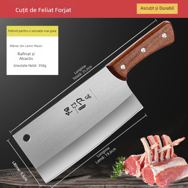 Set de cuțite de bucătărie din oțel inoxidabil — cuțit bucătar, cuțit pentru carne și oase, cuțit mic de decojit pentru uz casnic
