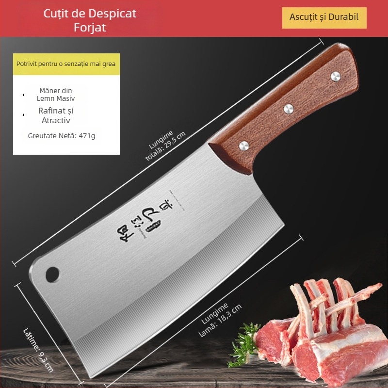 Set de cuțite de bucătărie din oțel inoxidabil — cuțit bucătar, cuțit pentru carne și oase, cuțit mic de decojit pentru uz casnic