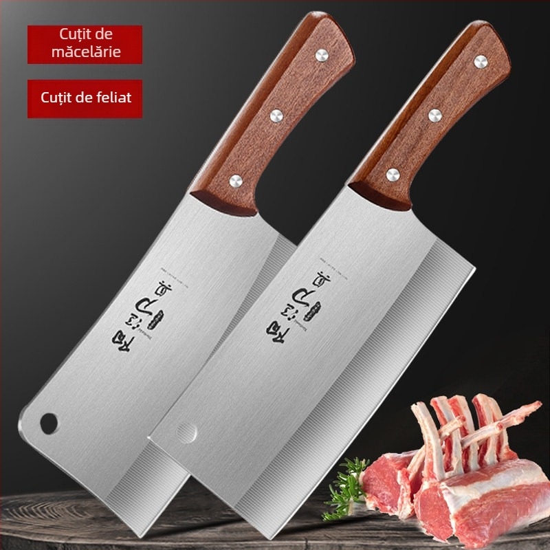 Set de cuțite de bucătărie din oțel inoxidabil — cuțit bucătar, cuțit pentru carne și oase, cuțit mic de decojit pentru uz casnic