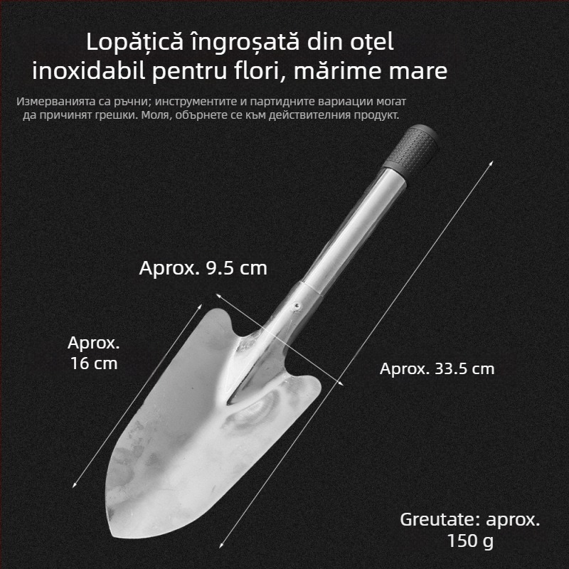 Lopată de flori din oțel inoxidabil pentru grădină — mică lopată pentru plantare și lucru cu solul