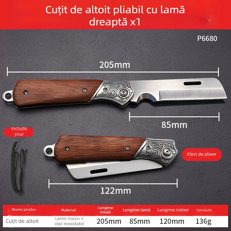Cuțit profesional pentru altoire în grădină, pentru uz casnic, lamă din oțel inoxidabil rezistent, instrument multifuncțional pentru altoirea pomilor fructiferi.