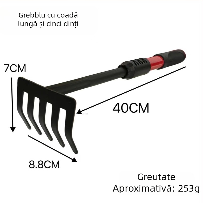 Taifeng Set de unelte de grădinărit pentru plantarea florilor și legumelor — lopățică mică de săpat, lopată din fier, greblă, pentru grădină și plajă, săpare în nisip