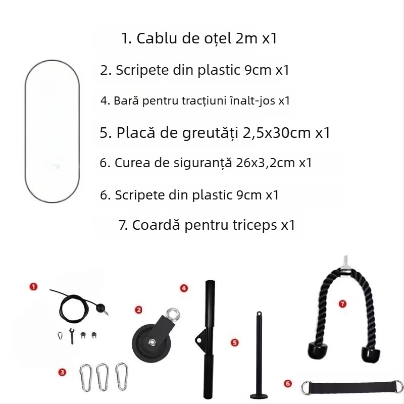 Kit DIY de modificare pentru echipament de fitness pentru acasă: tracțiune la înălțime cu role și exerciții cu cablu pentru fluture cu sârmă de oțel