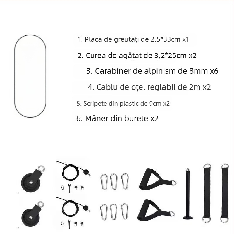 Kit DIY de modificare pentru echipament de fitness pentru acasă: tracțiune la înălțime cu role și exerciții cu cablu pentru fluture cu sârmă de oțel