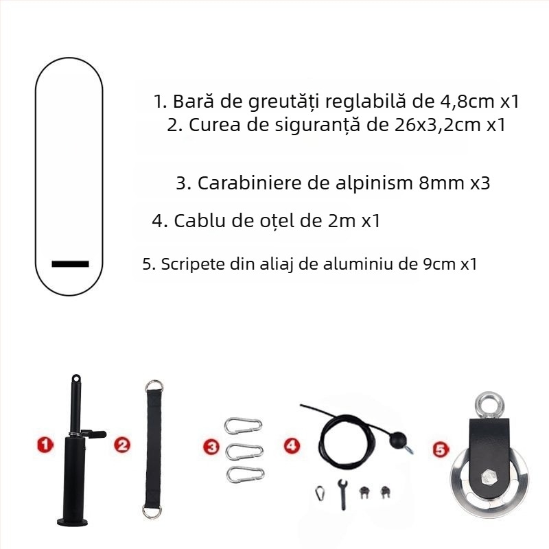 Kit DIY de modificare pentru echipament de fitness pentru acasă: tracțiune la înălțime cu role și exerciții cu cablu pentru fluture cu sârmă de oțel