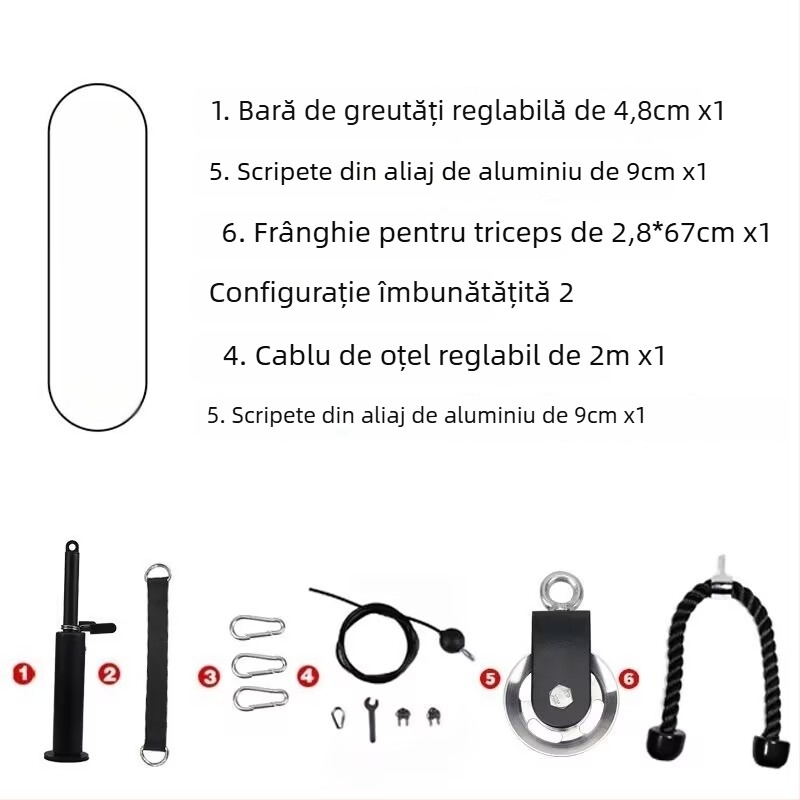 Kit DIY de modificare pentru echipament de fitness pentru acasă: tracțiune la înălțime cu role și exerciții cu cablu pentru fluture cu sârmă de oțel
