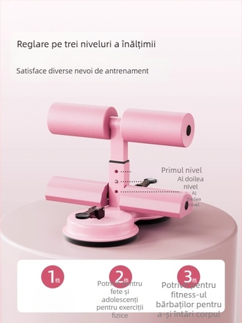 Dispozitiv de asistență pentru abdomene, cu bază de ventuză și bandă de rezistență