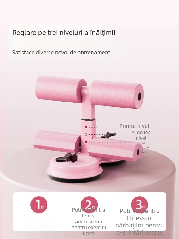 Dispozitiv de asistență pentru abdomene, cu bază de ventuză și bandă de rezistență