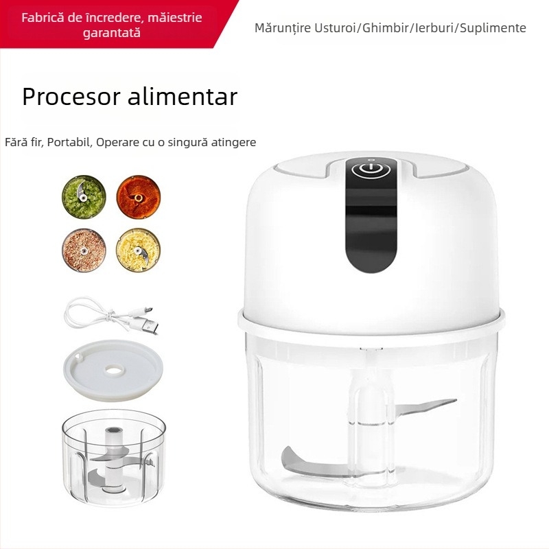 Zdrobitor electric fără fir pentru usturoi — compact, multifuncțional pentru usturoi, ardei iute și carne