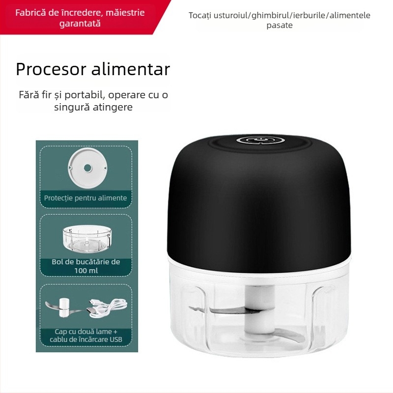 Zdrobitor electric fără fir pentru usturoi — compact, multifuncțional pentru usturoi, ardei iute și carne