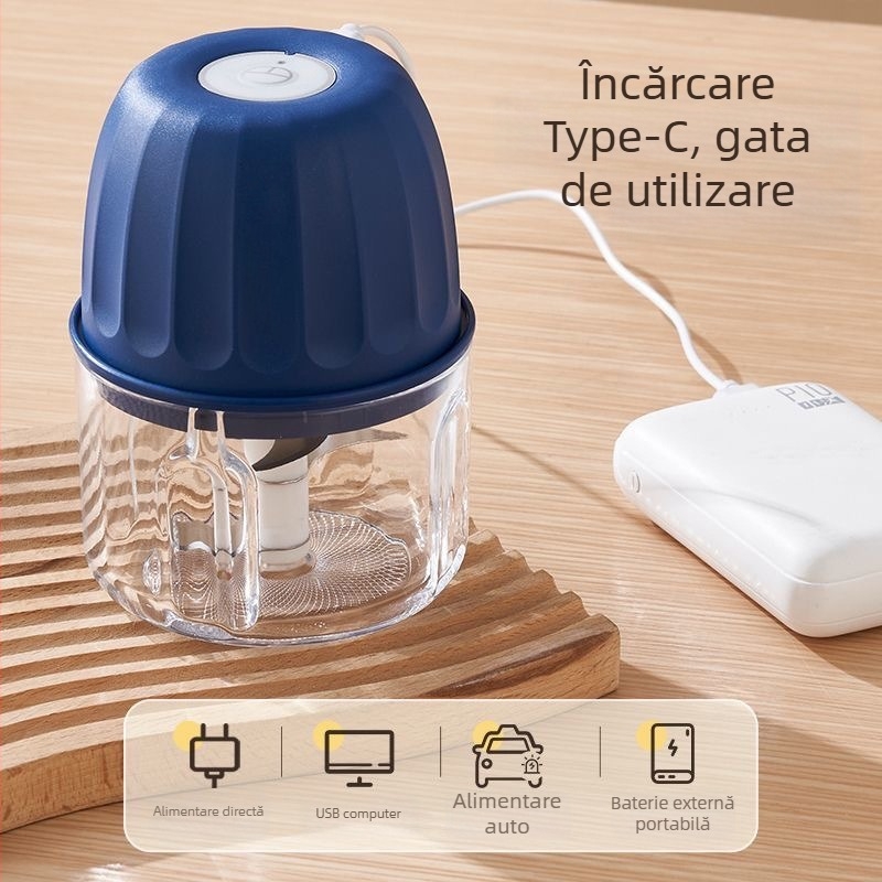 Zdrobitor electric fără fir pentru usturoi — compact, multifuncțional pentru usturoi, ardei iute și carne