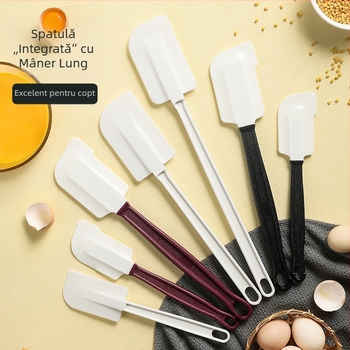 Spatulă din silicon moale cu mâner lung, dimensiune mare, plastic alimentar, pentru prăjituri și creme