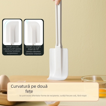 Spatulă din silicon moale cu mâner lung, dimensiune mare, plastic alimentar, pentru prăjituri și creme
