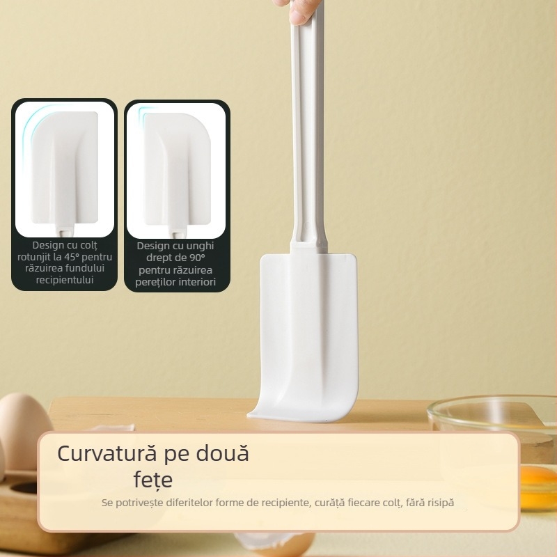 Spatulă din silicon moale cu mâner lung, dimensiune mare, plastic alimentar, pentru prăjituri și creme