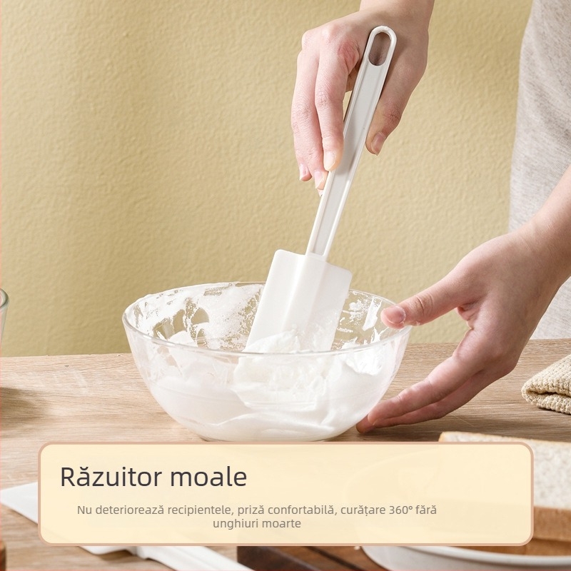 Spatulă din silicon moale cu mâner lung, dimensiune mare, plastic alimentar, pentru prăjituri și creme