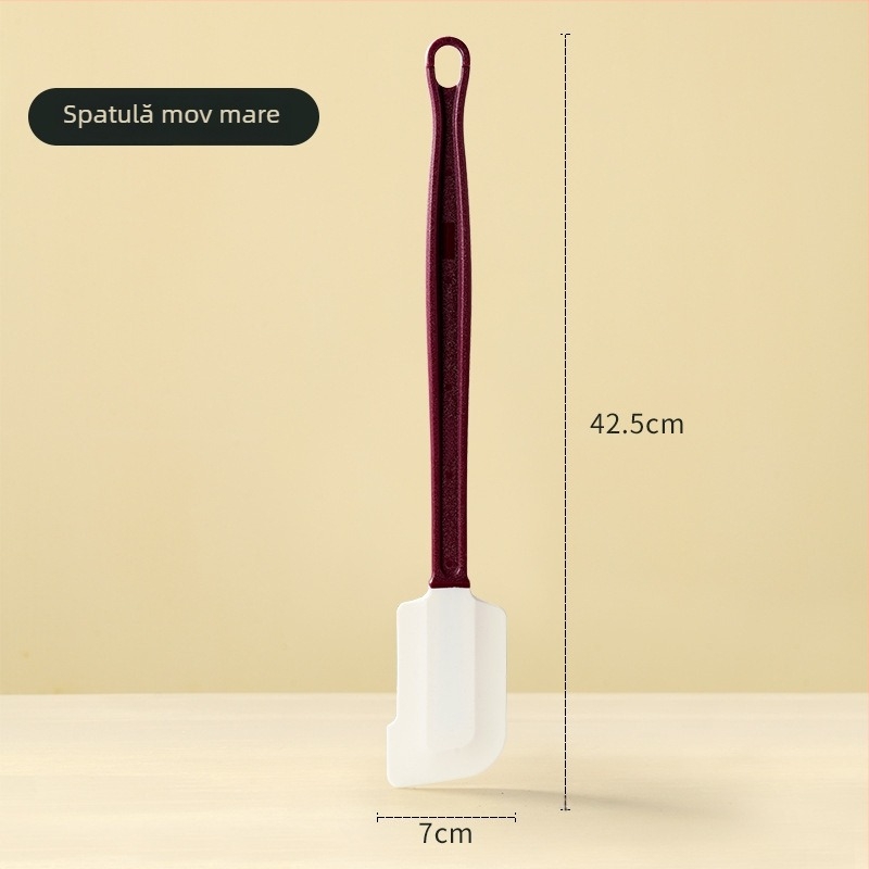 Spatulă din silicon moale cu mâner lung, dimensiune mare, plastic alimentar, pentru prăjituri și creme