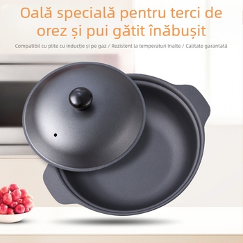 Oală din fontă pentru orez în stil cantonez și orez cu pui braised, cu strat antiaderent, capacitate 2,1–3 L