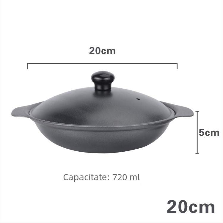 Oală din fontă pentru orez în stil cantonez și orez cu pui braised, cu strat antiaderent, capacitate 2,1–3 L