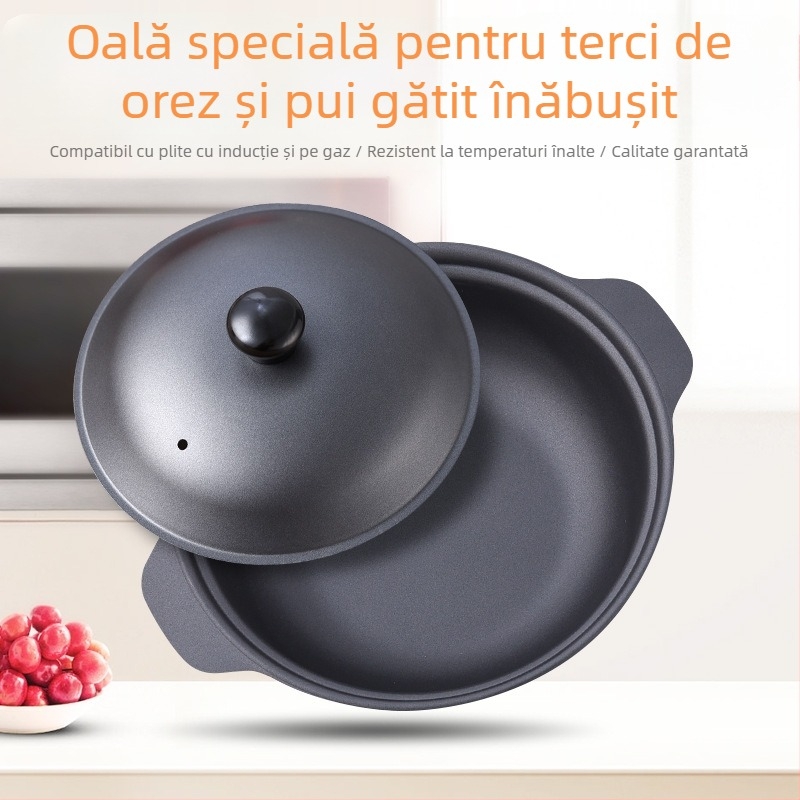 Oală din fontă pentru orez în stil cantonez și orez cu pui braised, cu strat antiaderent, capacitate 2,1–3 L