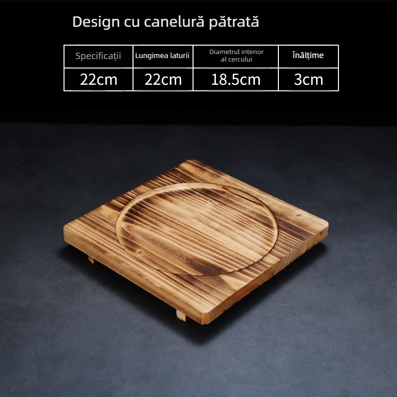 Set de lemn pentru oale din piatră și lut, bază izolatoare pentru aragaz cu cărbuni, placă din lemn pentru infuzarea ceaiului, bază pentru oală, tavă, placă de fier